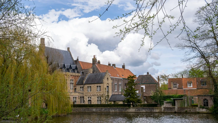 houses and water in a small river area