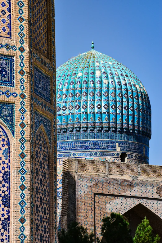 an ornate architecture is visible in the sky