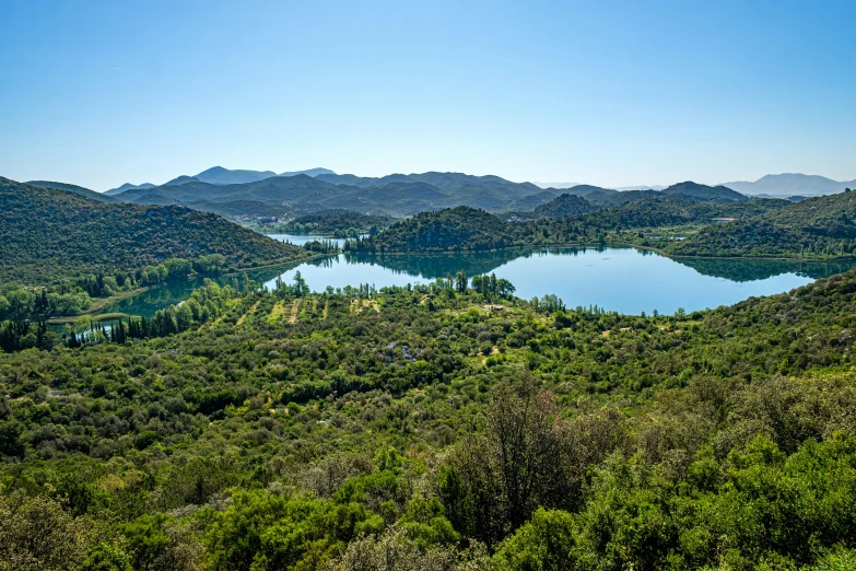 the beautiful landscape and lake of the land