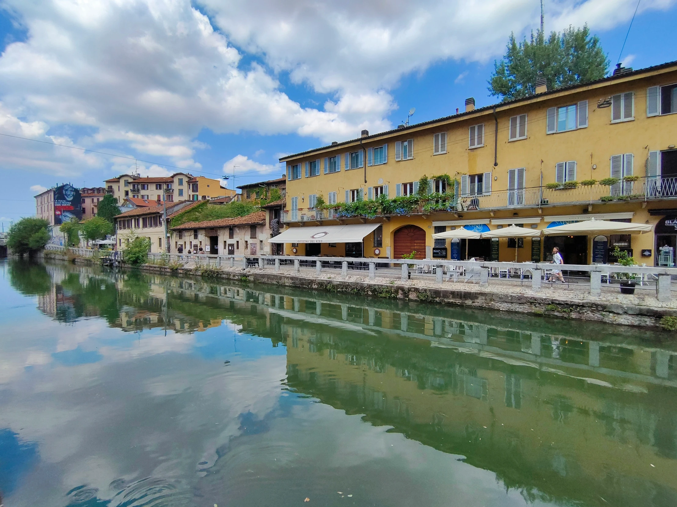 buildings on the other side of a small waterway