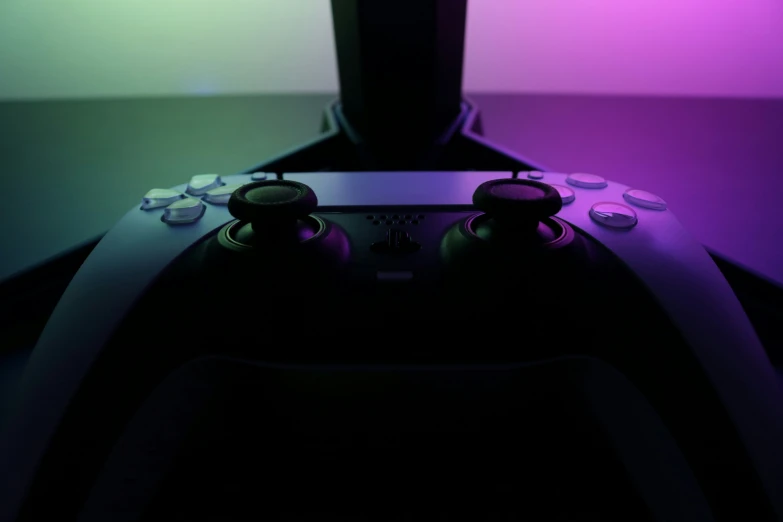 the back end of a game controller, with the lights on