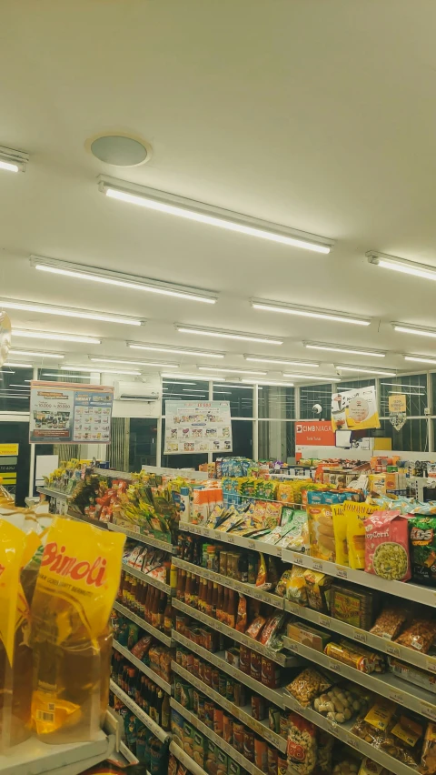 store aisle with an assortment of food on shelves