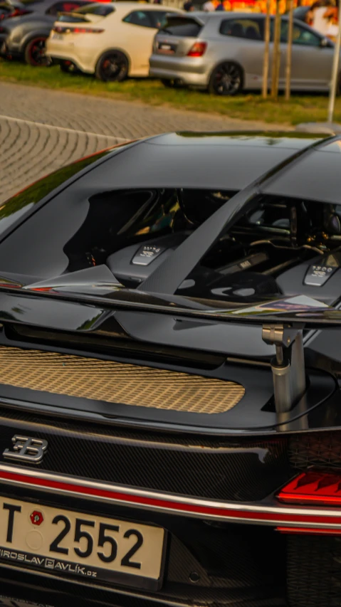 a close up view of the back of a sports car