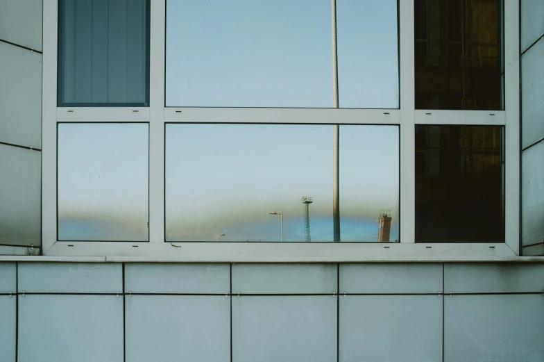 a building with a window filled with glass