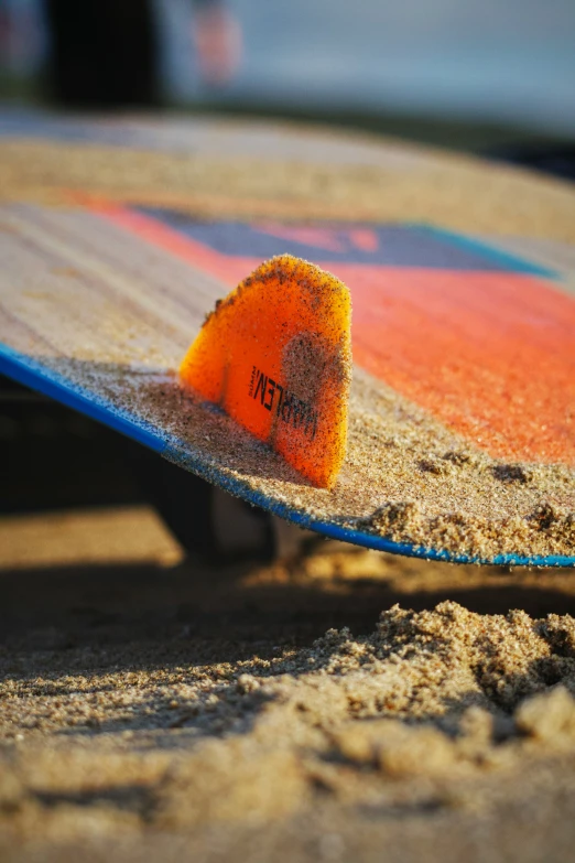 a surfboard that has been left on its side