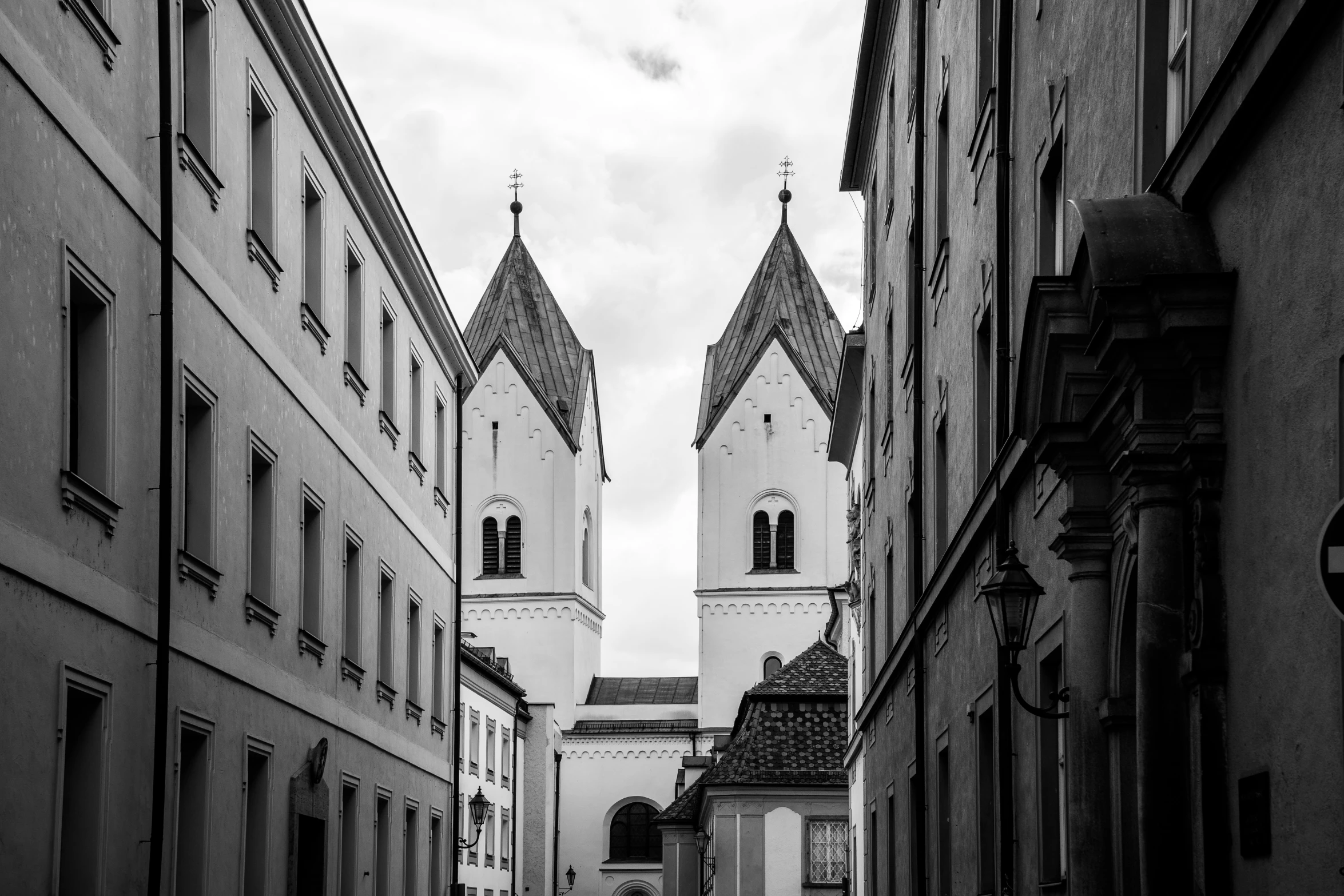 two buildings that are standing next to each other