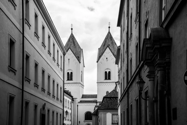 two buildings that are standing next to each other