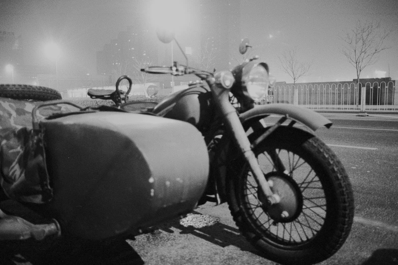 a motorcycle parked in front of a building