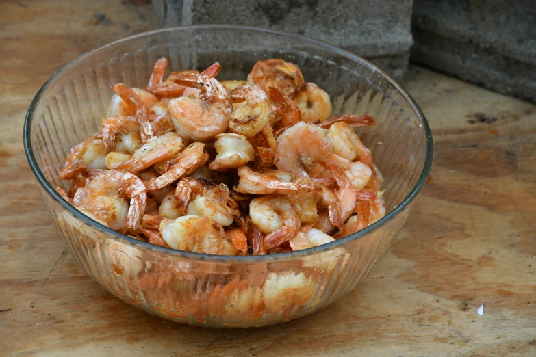 a bowl that has some kind of shrimp in it