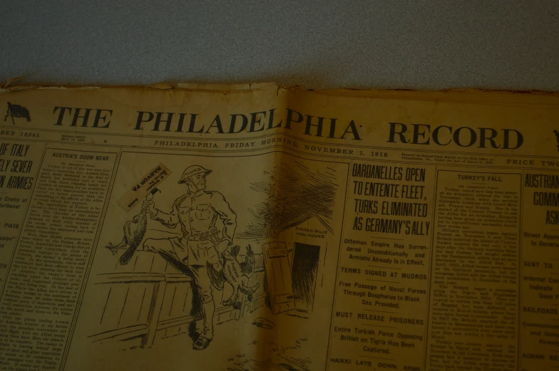 the philadelphia record with the image of an eagle on it