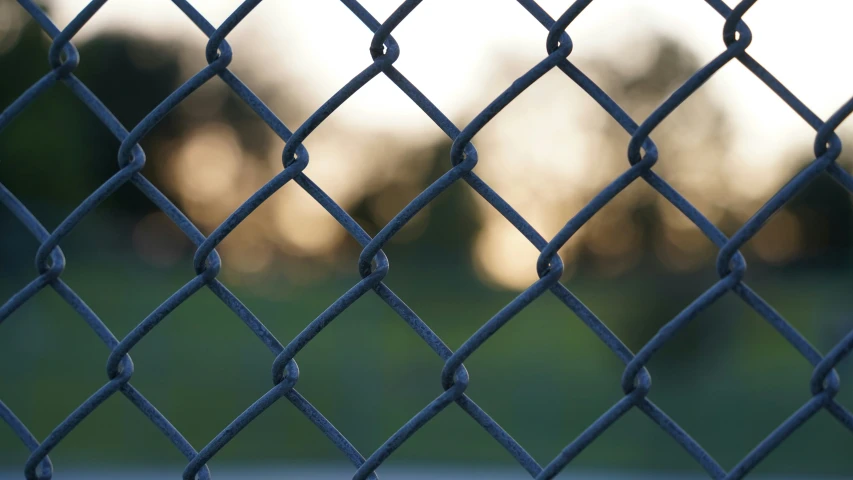 view of a chain link fence from closeup