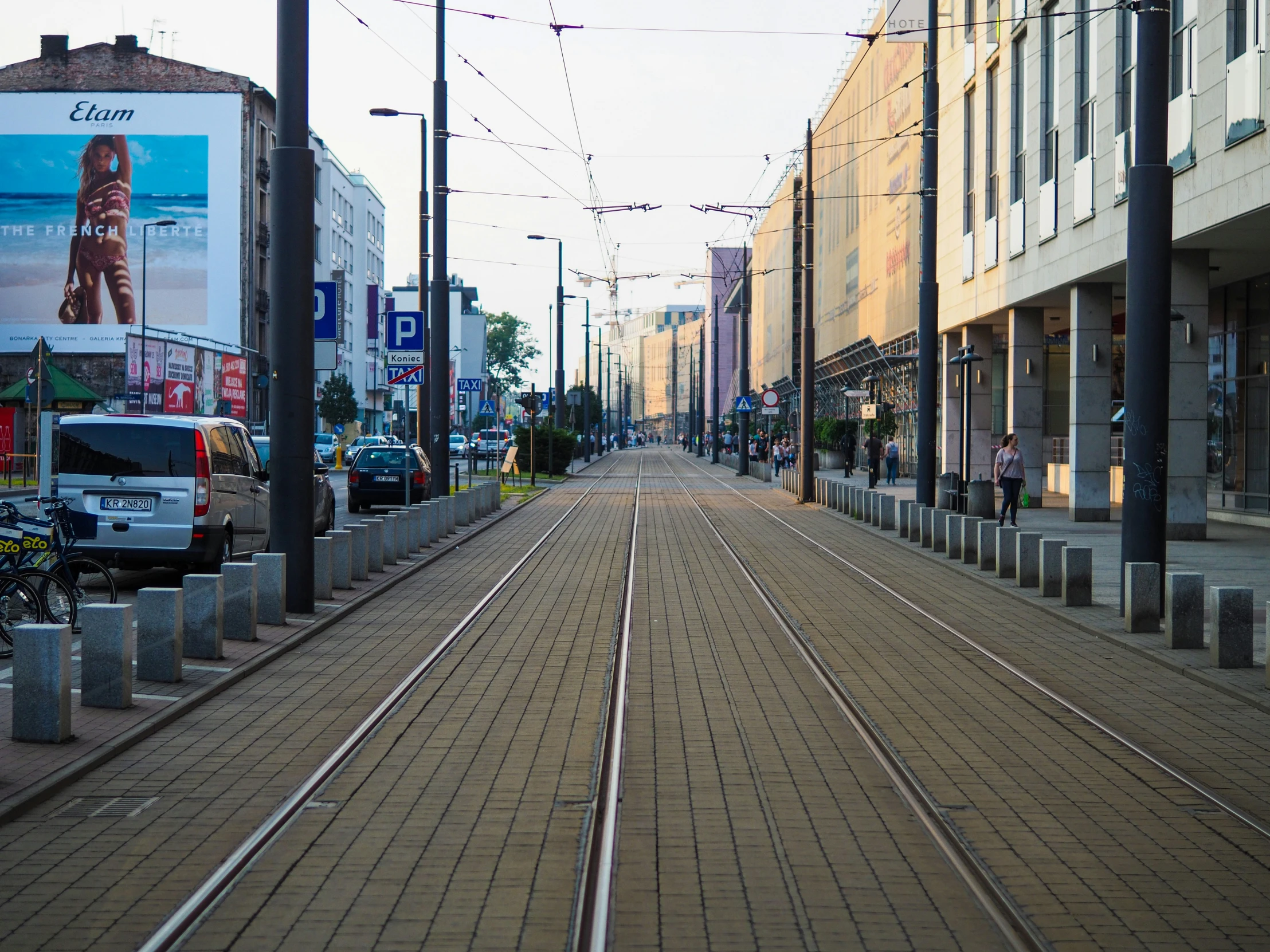 some lines running along the side of a road