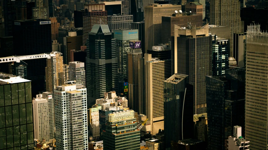 an aerial view of a city that appears to be crowded with skyscrs