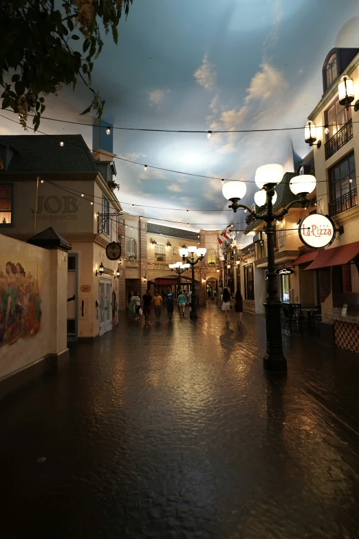 a walkway covered with a lot of lights