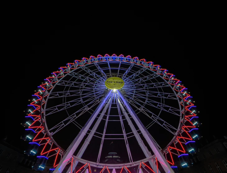 the big wheel has many lights around it