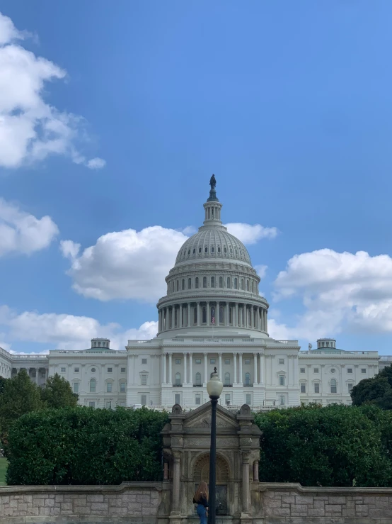 the united states capitol building with a couple looking out