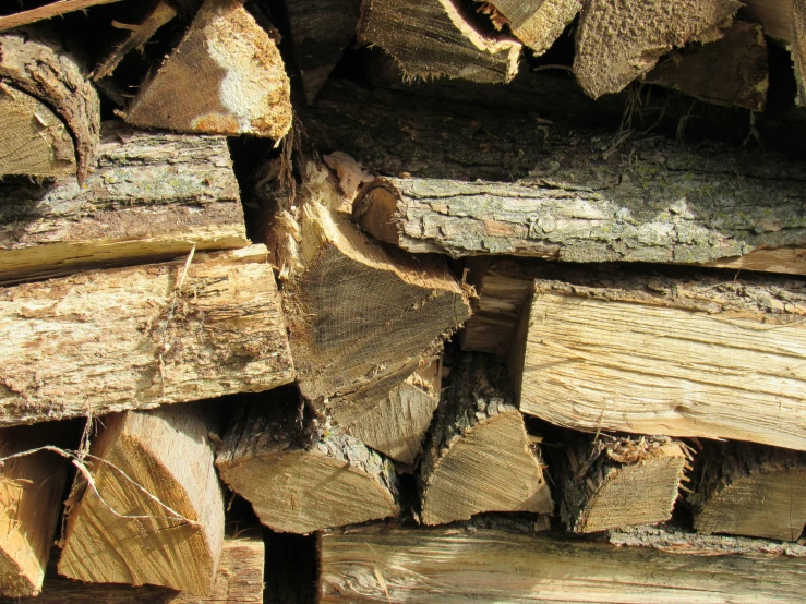 the wood is piled up and ready to be used