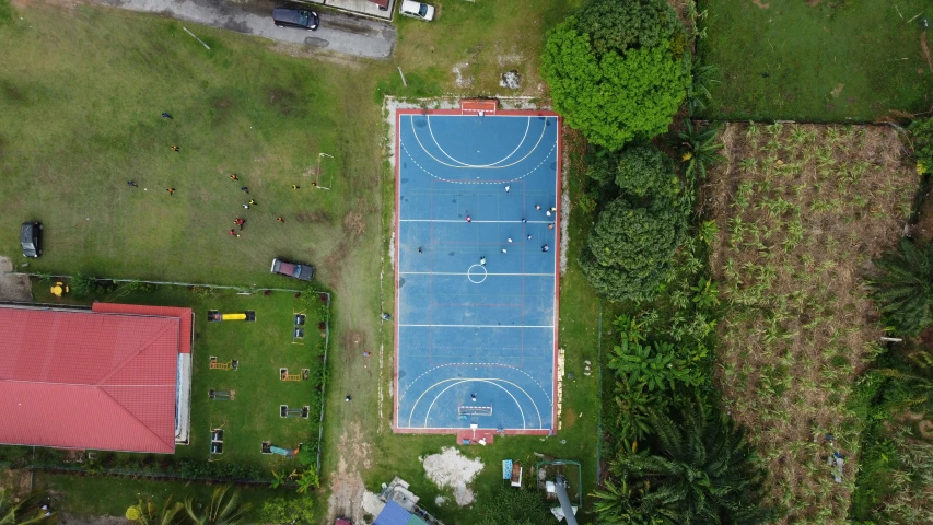 an overhead view of an outdoor sports field