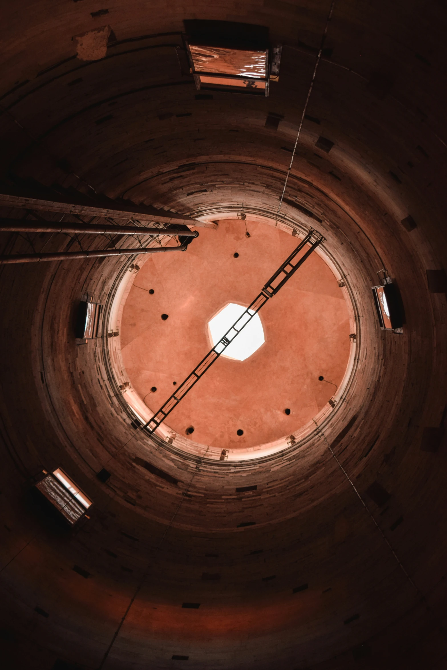 an overhead s shows the camera inside of a building