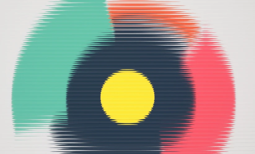 an abstract poster with multiple colors and lines