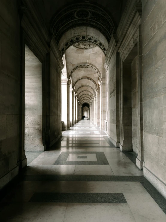 this is an image of an empty long corridor