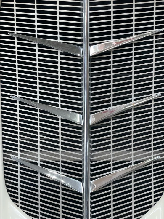 the grill on a large white vehicle