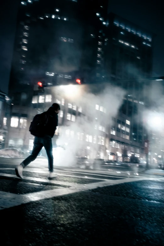 a person walking on a street next to a car