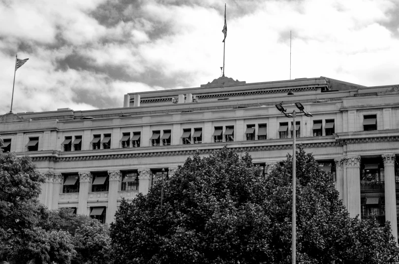 a building is shown with the sky in the background