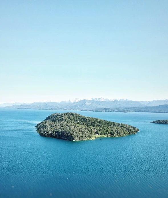 there is a small island in the middle of the water