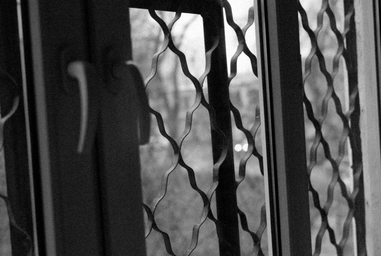 some black and white po of metal door