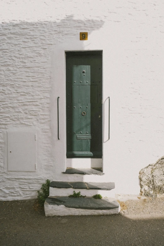 a door sits in the side of a building