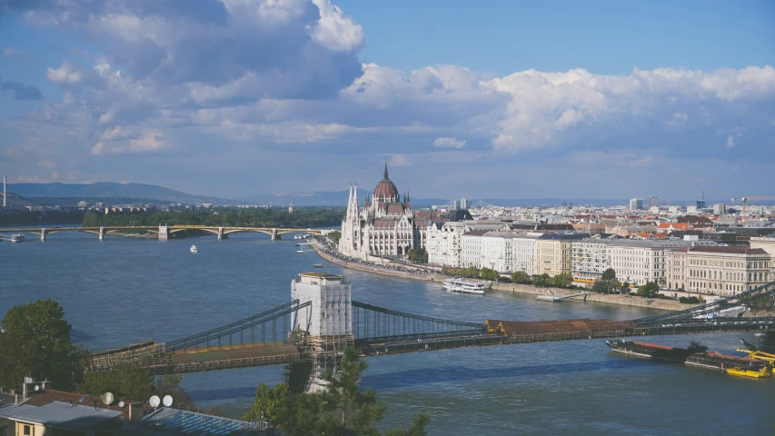 this is a view of a river and a bridge