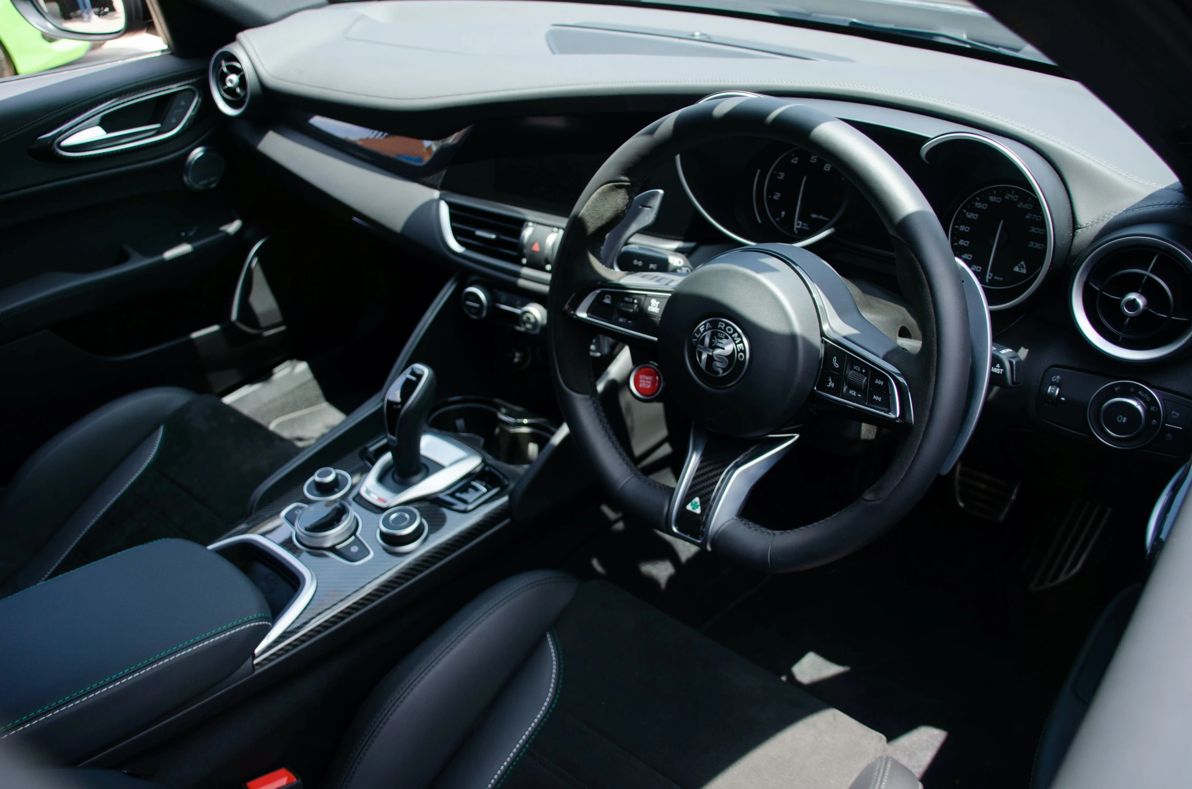 the front seats in a modern sport car