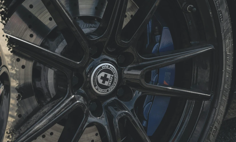 a close up of the tire and rim of a car