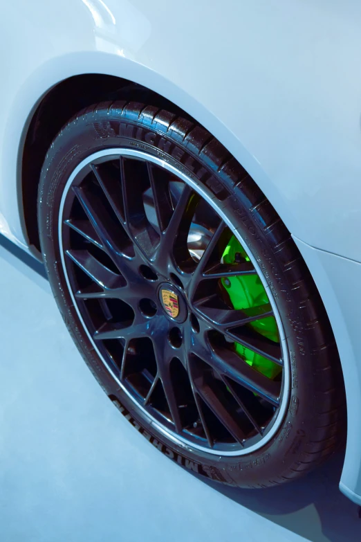 closeup of rims and tires of sports car