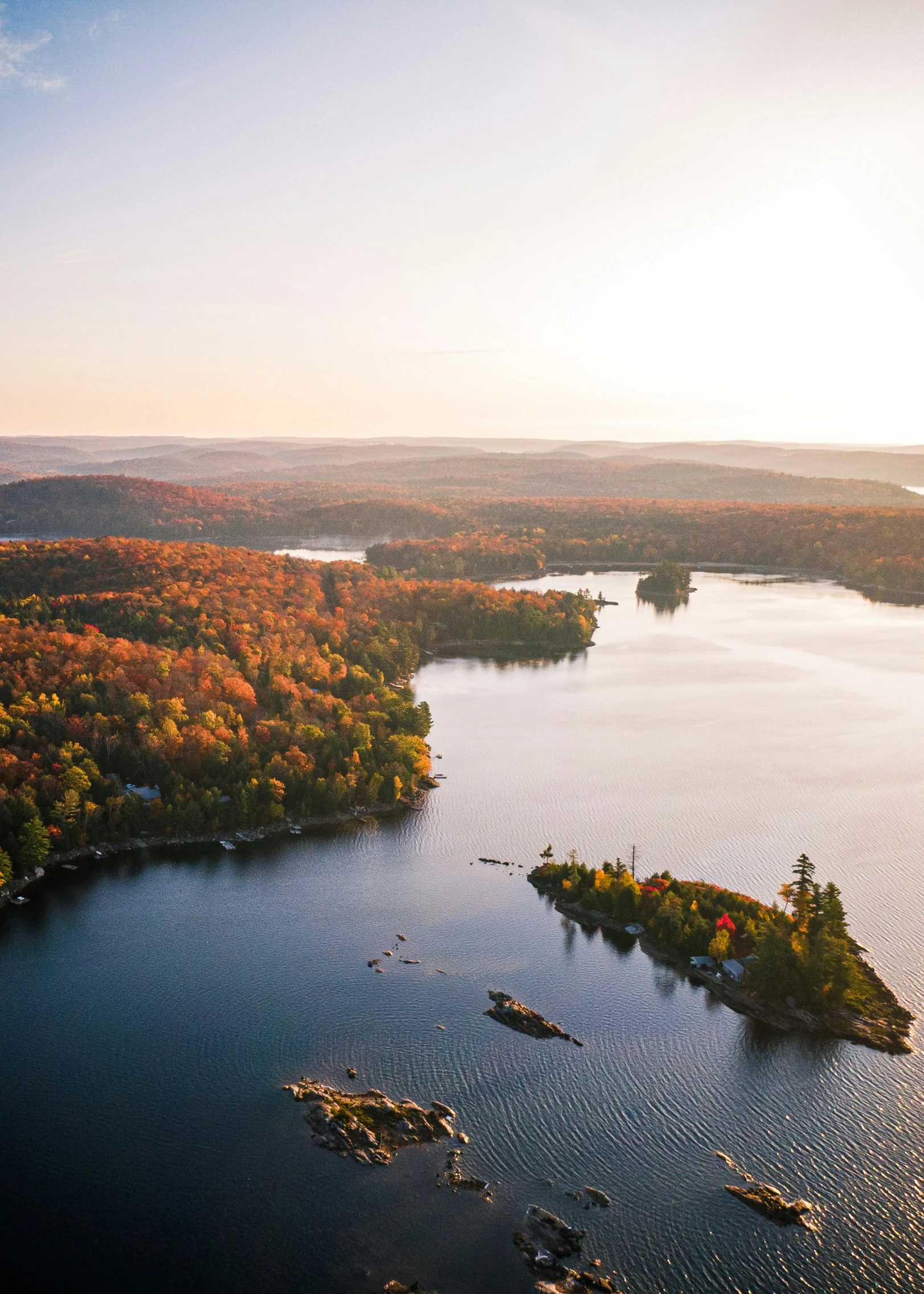 an island with lots of water surrounded by trees