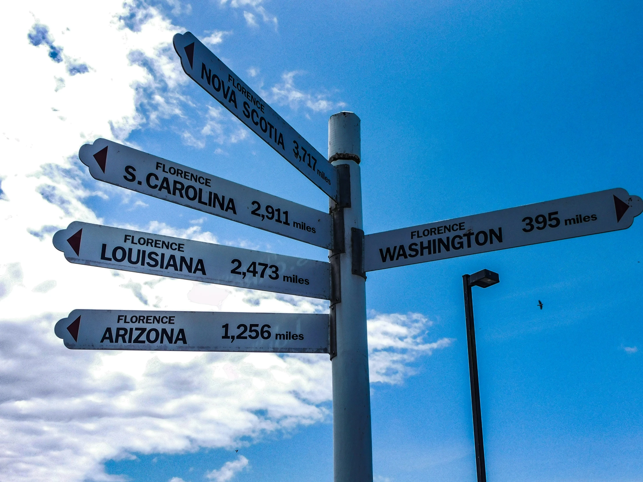 a pole that has several different street signs on it