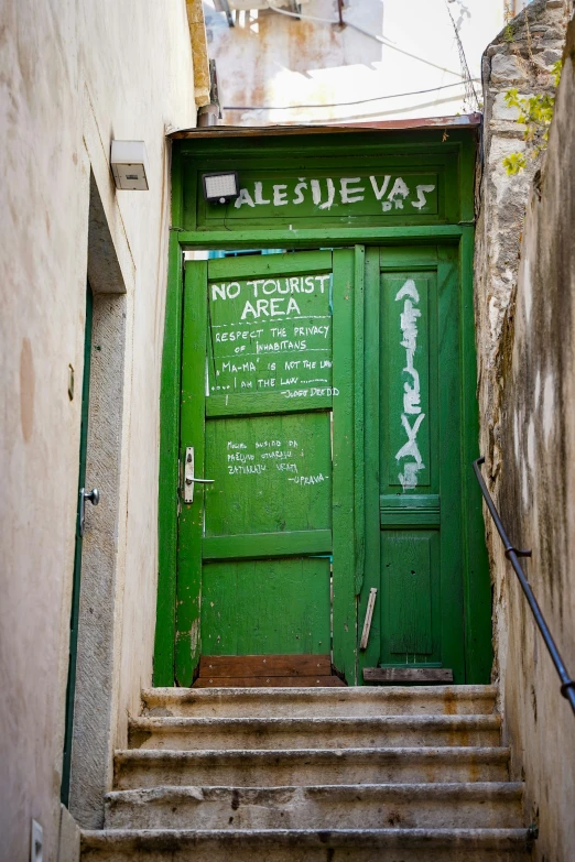 there is an image of a green door