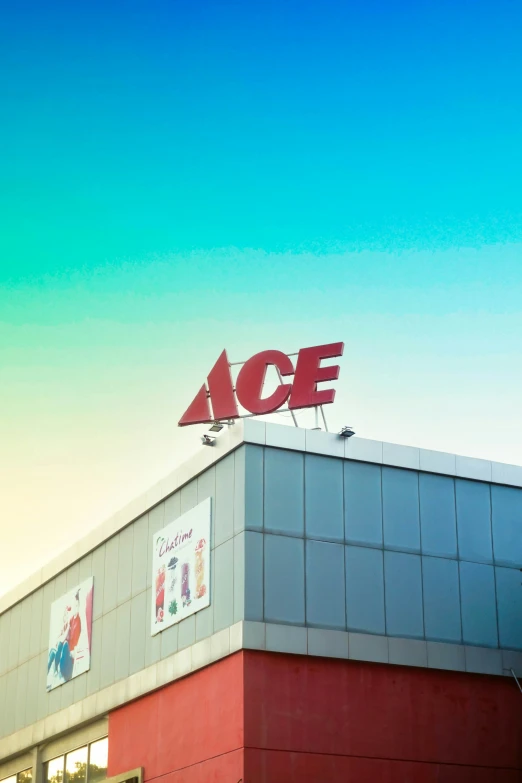 the exterior of a store with the ace logo on it