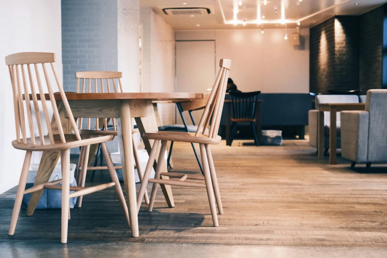 a small table with chairs around it