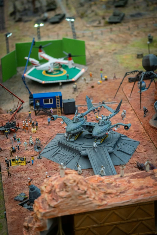 a model star wars is set up in a play area