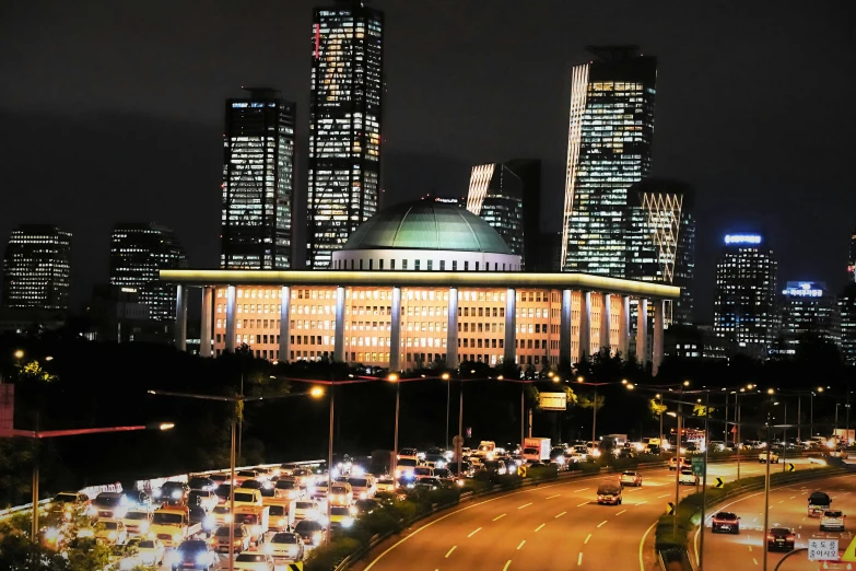 a cityscape with very many cars and lights