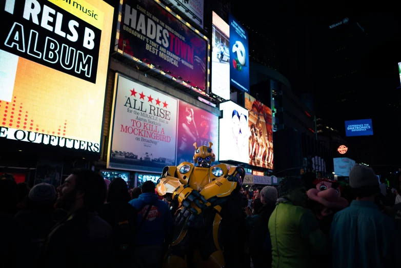 an inflatable robot at a musical performance