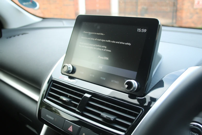 the interior of a vehicle with some ons on it