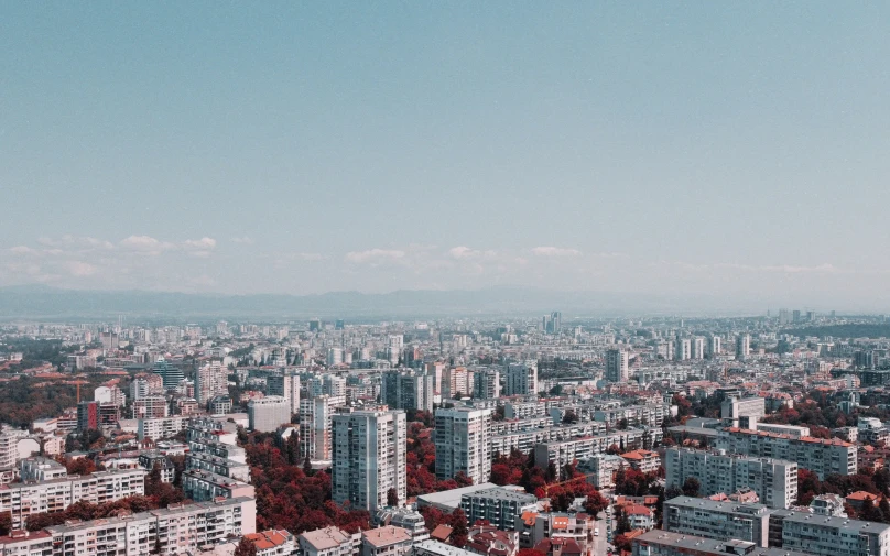 the city from the observation point of a bird's eye view