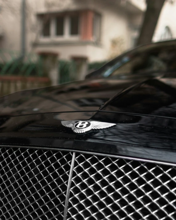 a black car is shown with silver detailing