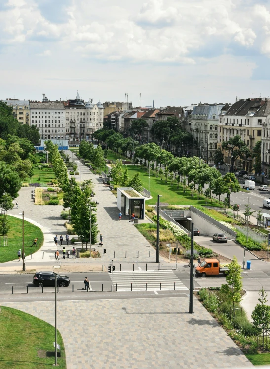 a park view from a tall building on a hill