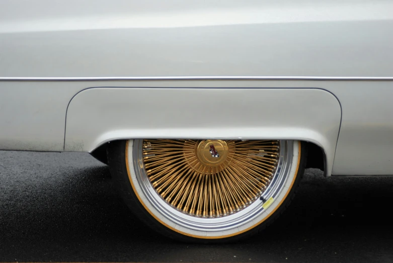 a close up view of the spokes on a car