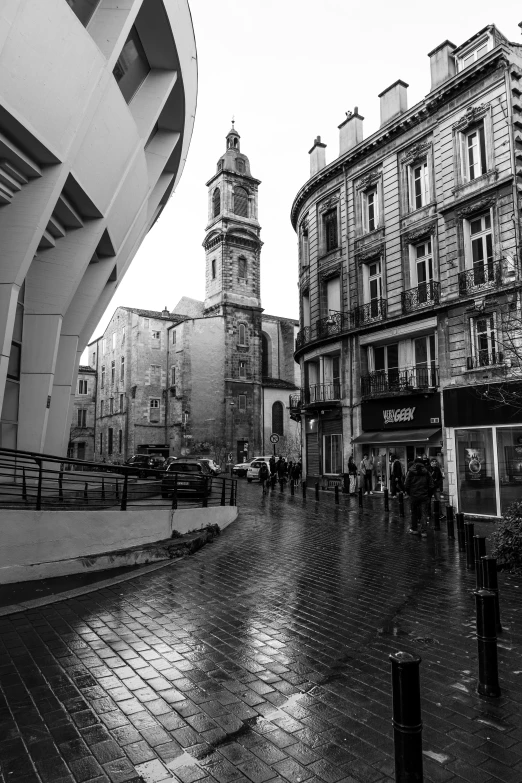 a city street with lots of tall buildings