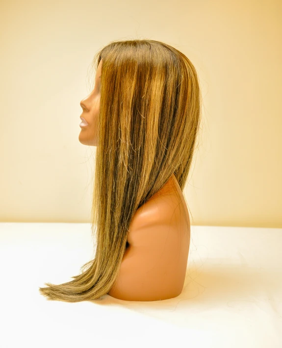 long blond wig with side part showing